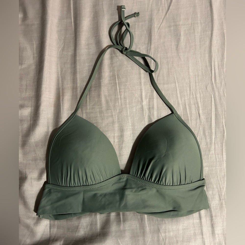 Aerie Olive Green Halter Bikini Top Size M